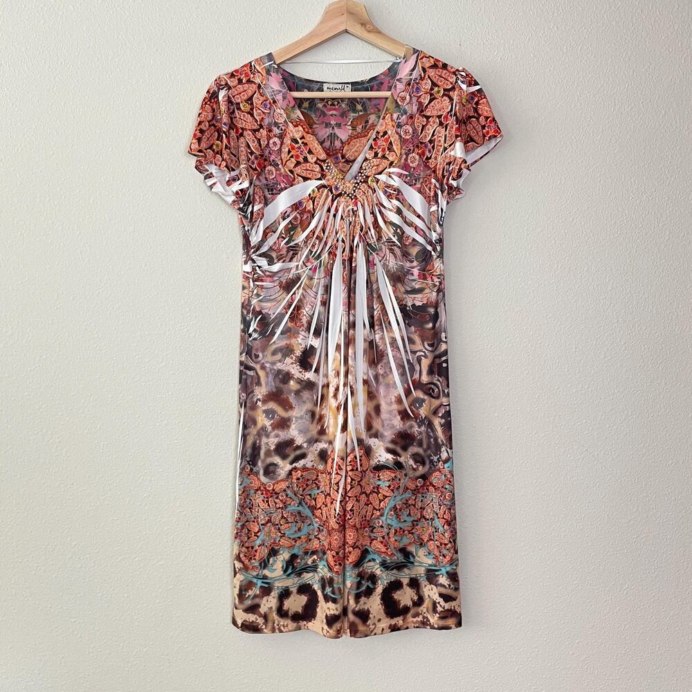Y2K vintage 2000s dress cheetah psychedelic burning man mcbling rockstar